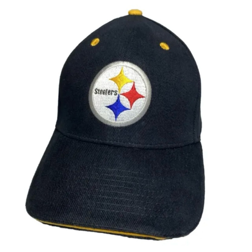 Pittsburgh Steelers NFL Team Apparel StrapBack Hat Black Embroidered Cap